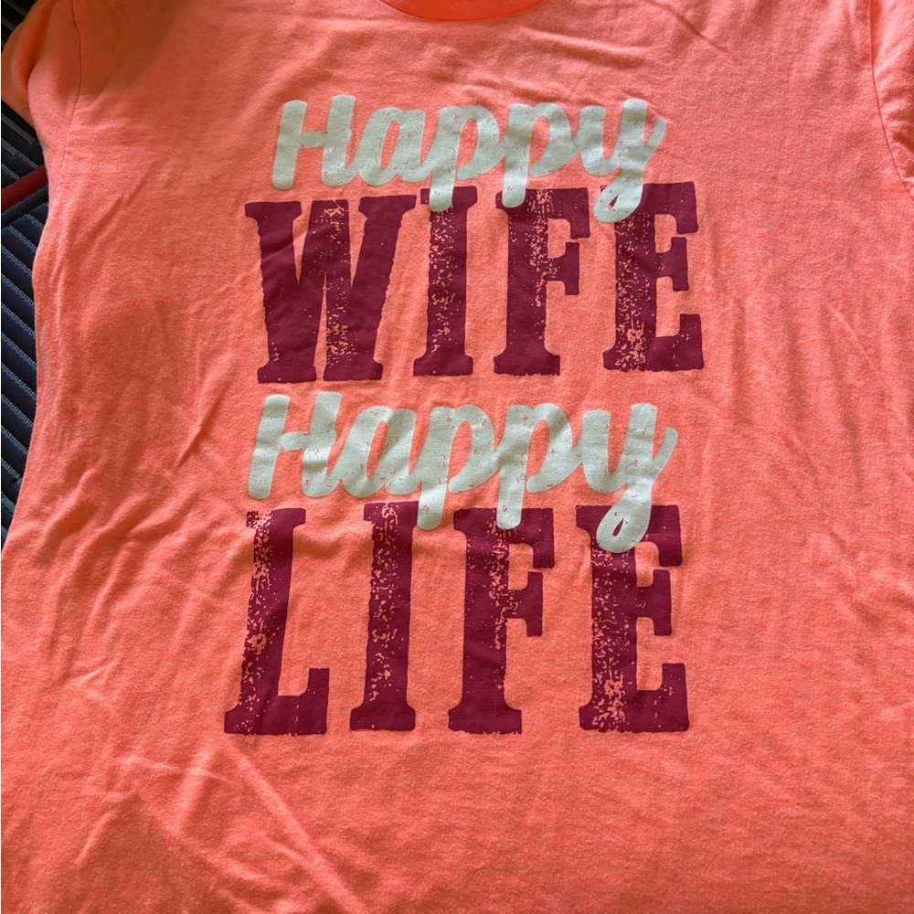 Happy Wife Happy Life Coral Graphic Tee